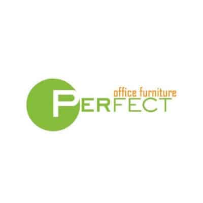 โลโก้ Perfect Office Furniture สีเขียวและส้ม