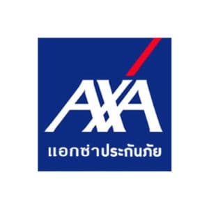 โลโก้ AXA ประกันภัย พร้อมข้อความภาษาไทย "แอกซ่าประกันภัย